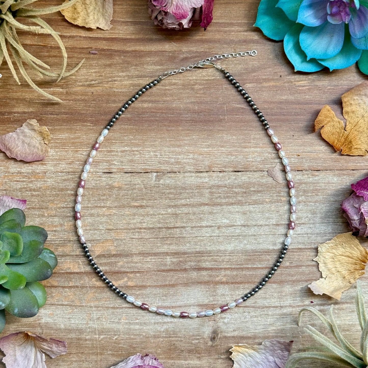 15.25” Pink Freshwater Pearl Necklace – Sterling Silver Pearls