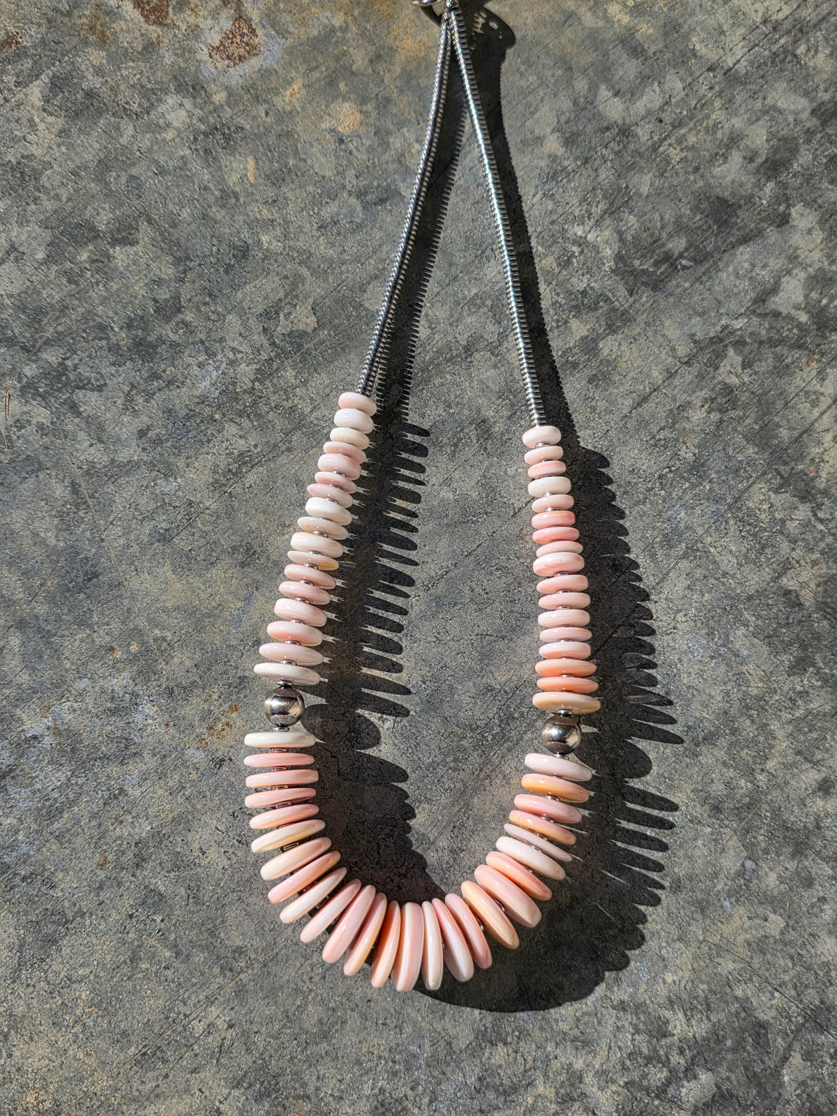 22" Pink Conch & Sterling Pearl Necklace