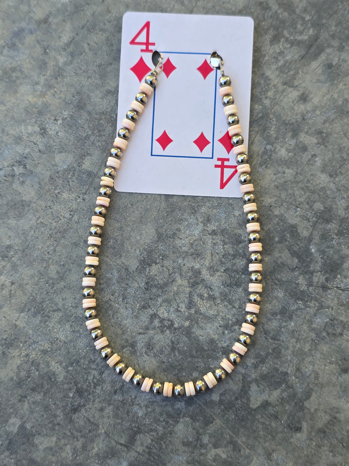Pink Conch & Sterling Pearl Necklace