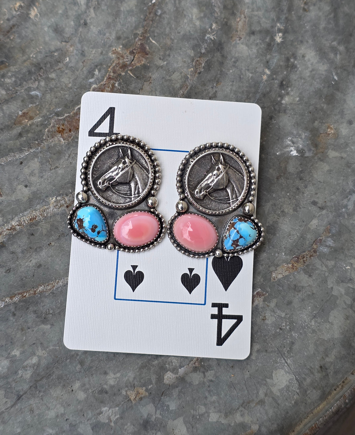 Pink conch earring