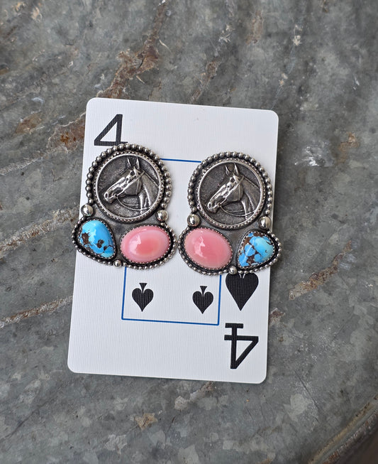 Pink conch earring