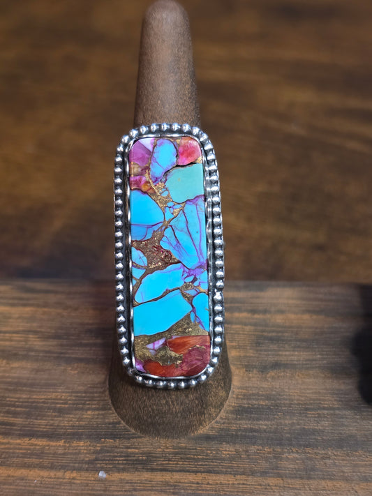 Pink Dahlia Bar Ring 6.5