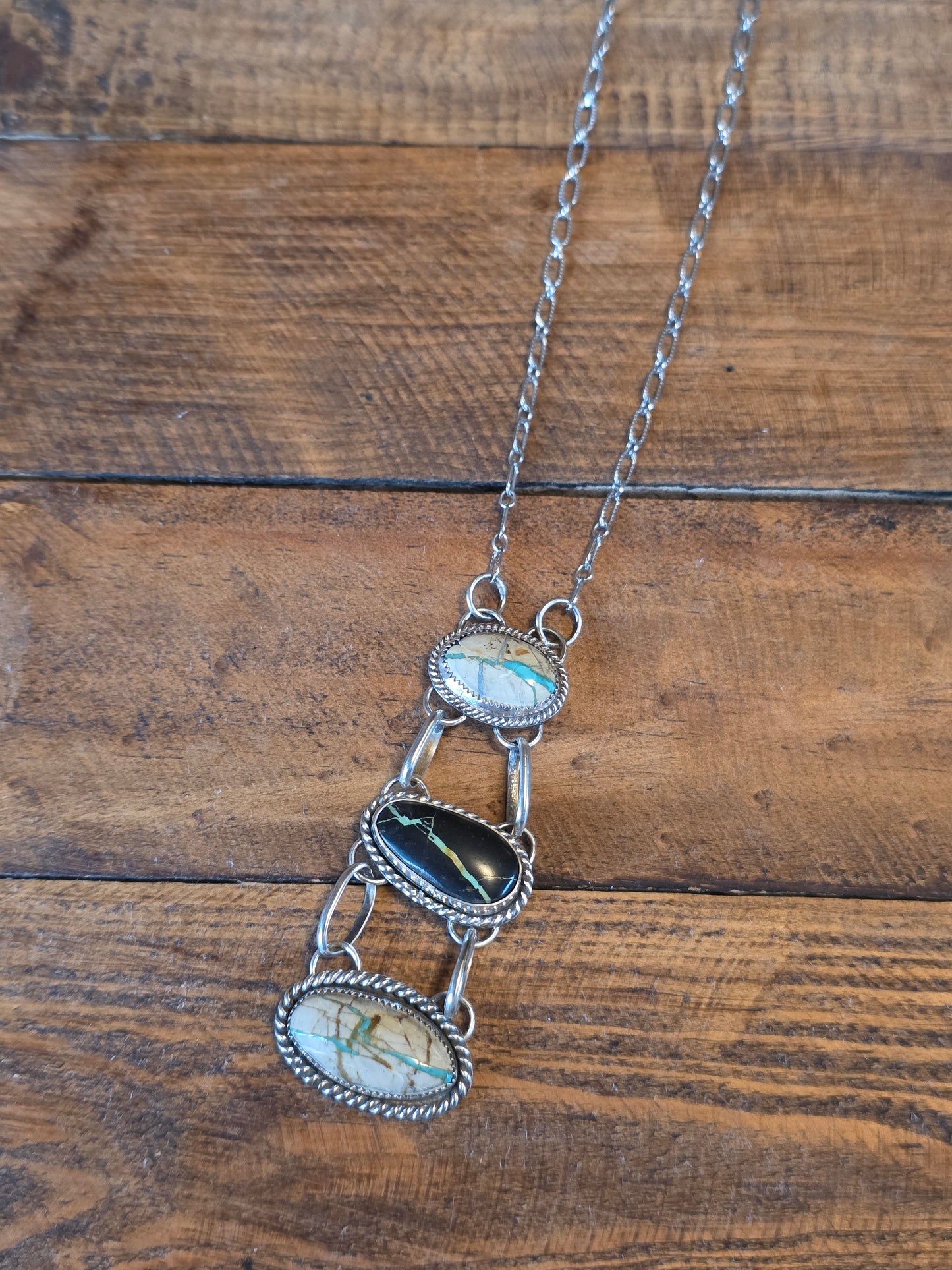 Royston Ribbon & Black Jack Turquoise Necklace