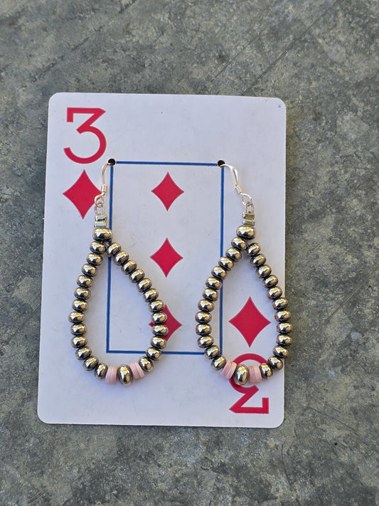 Pink Conch & Sterling Pearl Earrings